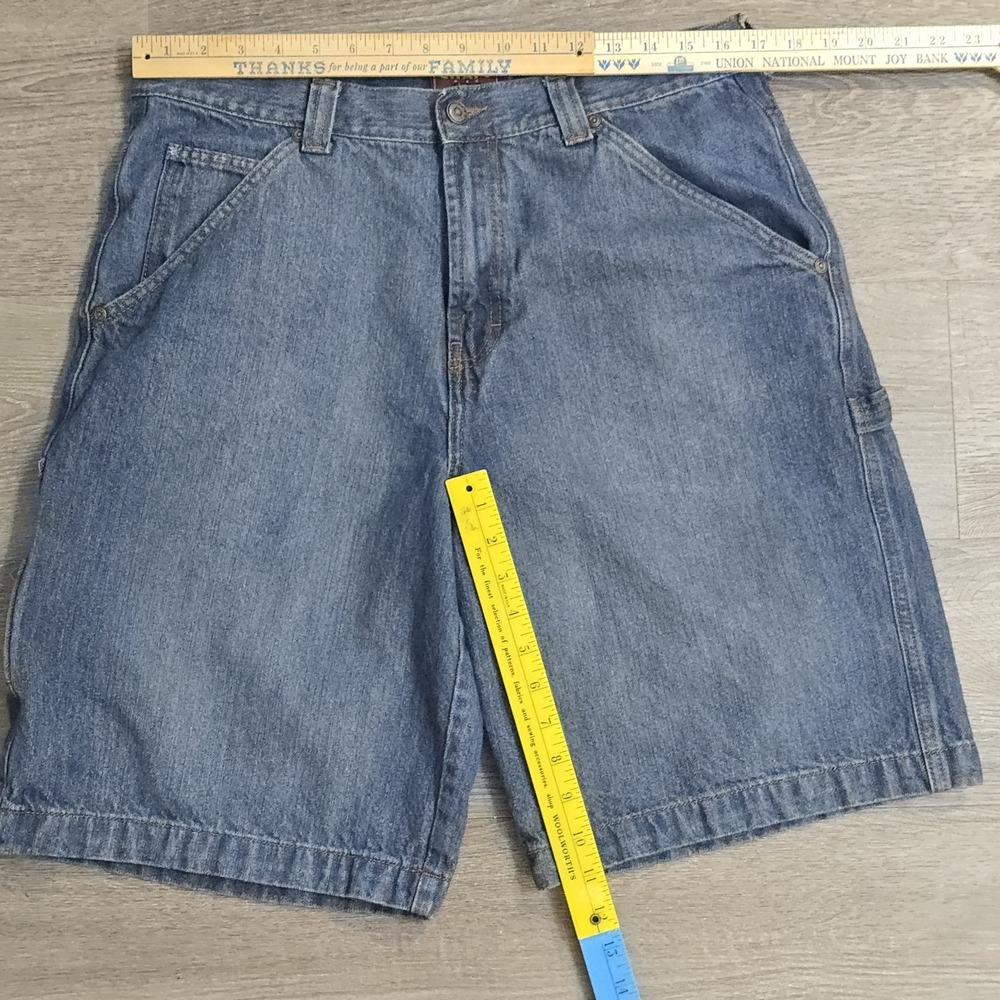 Vintage Y2K Chaps Denim Baggy Carpenter‎ Shorts Mens Size 34 Med/Dark Wash - Picture 16 of 16